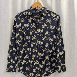 Daisy button up blouse, Navy blue Banana Republic, women's size extra small C3